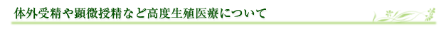 体外受精や顕微授精など高度生殖医療について